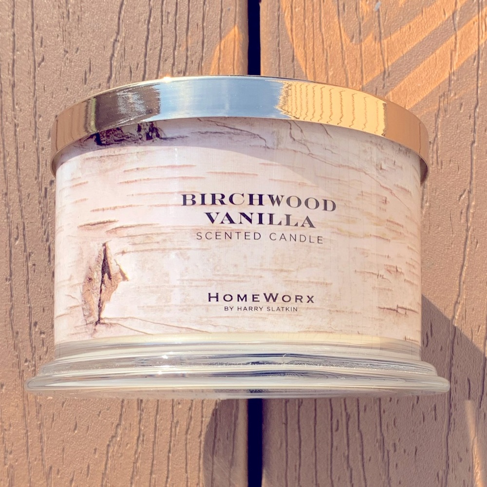 🆕HARRY SLATKIN HOMEWORX “BIRCHWOOD VANILLA” 4-WICK 18oz CANDLE NWT!